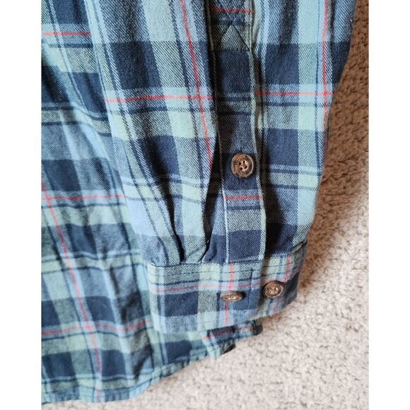 Duluth Trading Co Relaxed Fit Plaid Button Down Long Sleeve Flannel Shirt Size L - Picture 5 of 14